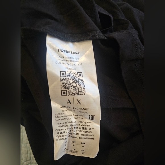 Armani Exchange Polo SHORT SLEEVE Shirt Men Black LIKE NEW!  MEDIUM - Picture 6 of 9